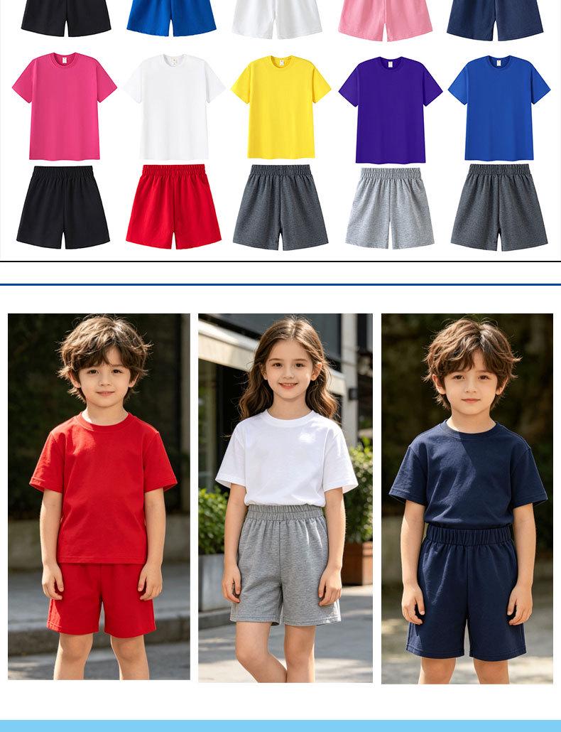 Colorful Primary School Girls Cotton T-shirt - Summer Short Sleeve Graduation Class Uniform & Kindergarten Parent-Child Set