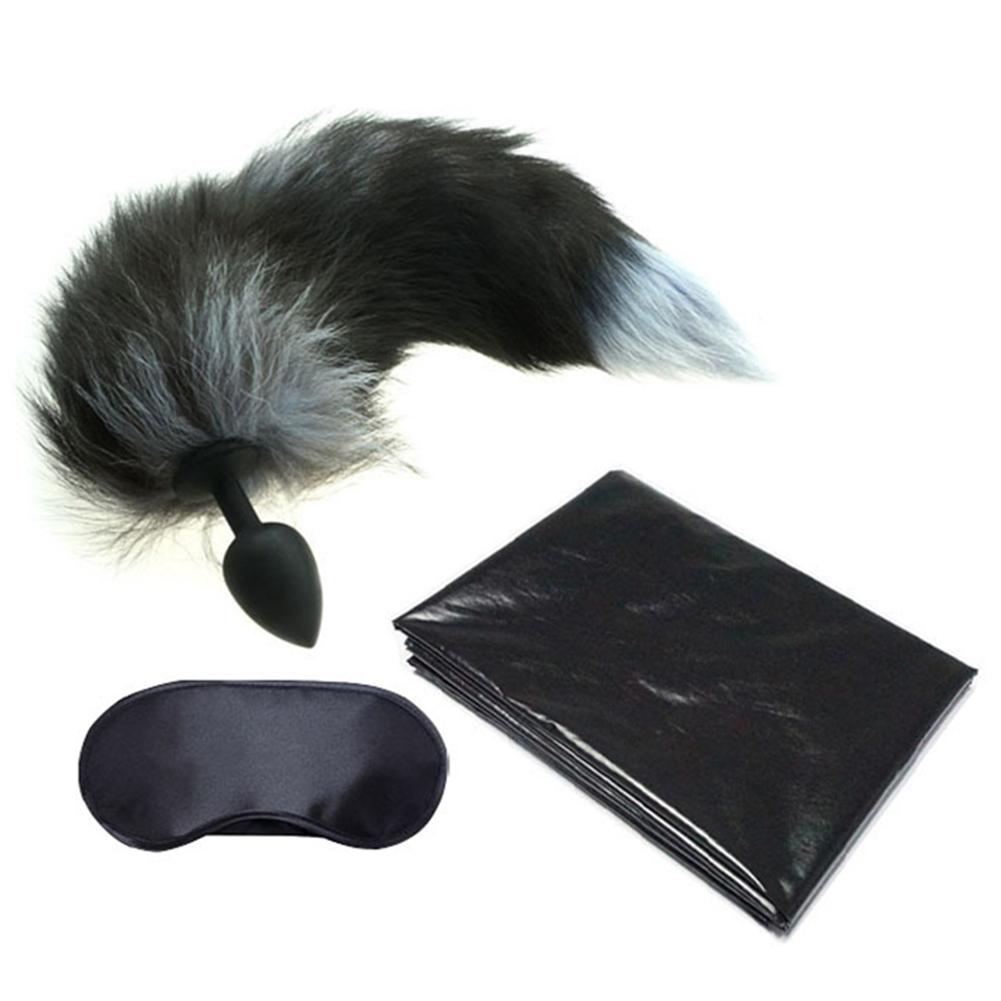 PVC Sheet Bedspreads Sex Bondage Aid Waterproof Bedding Set Couples BDSM Sex Game Playground Sheet Fox Tail Anal Plug Blindfold
