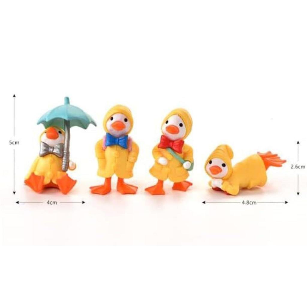 (4 Pcs Duck Umbrella Miniature) Miniature Showpiece Set for Home Decor,Car Dashboard,Valentine,Living Room,Gifts Figurines,Cake Decoration Items