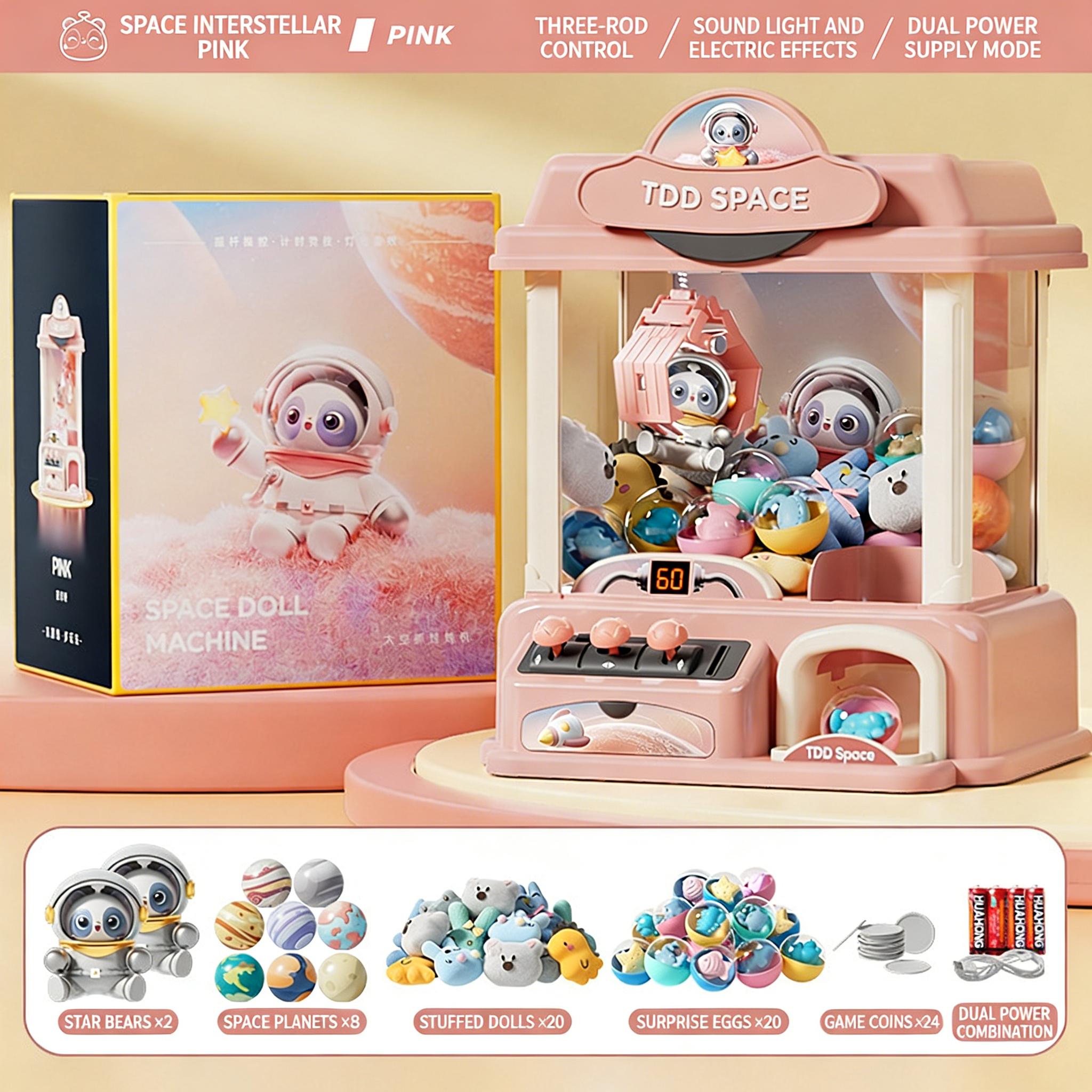 

Home Claw Machine for Kids - Mini Doll Grabbing Arcade Game with Music & Light, DIY Toy Vending Machine for Girls Boys Holiday Birthday Gift