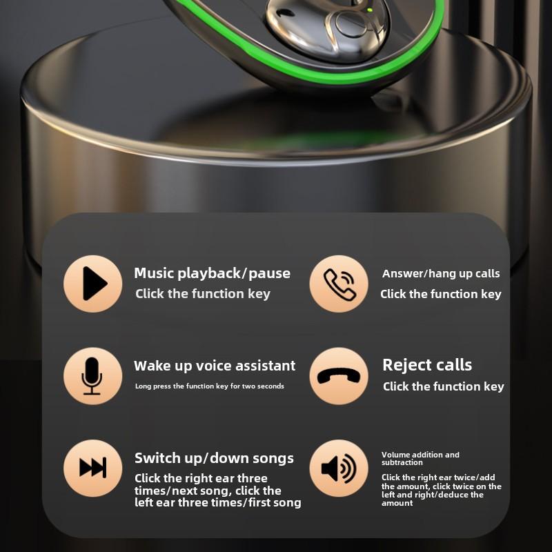 Bezdrátová Bluetooth sluchátka do uší TWS s kostním vedením 5.3, ultra dlouhá životnost, redukce hluku