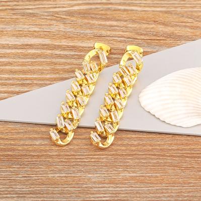 

Nidin Fashionable Geometric Chain Pave Zircon Earrings For Women Sweet Personality Long Earrings Jewelry Party Gift золотой