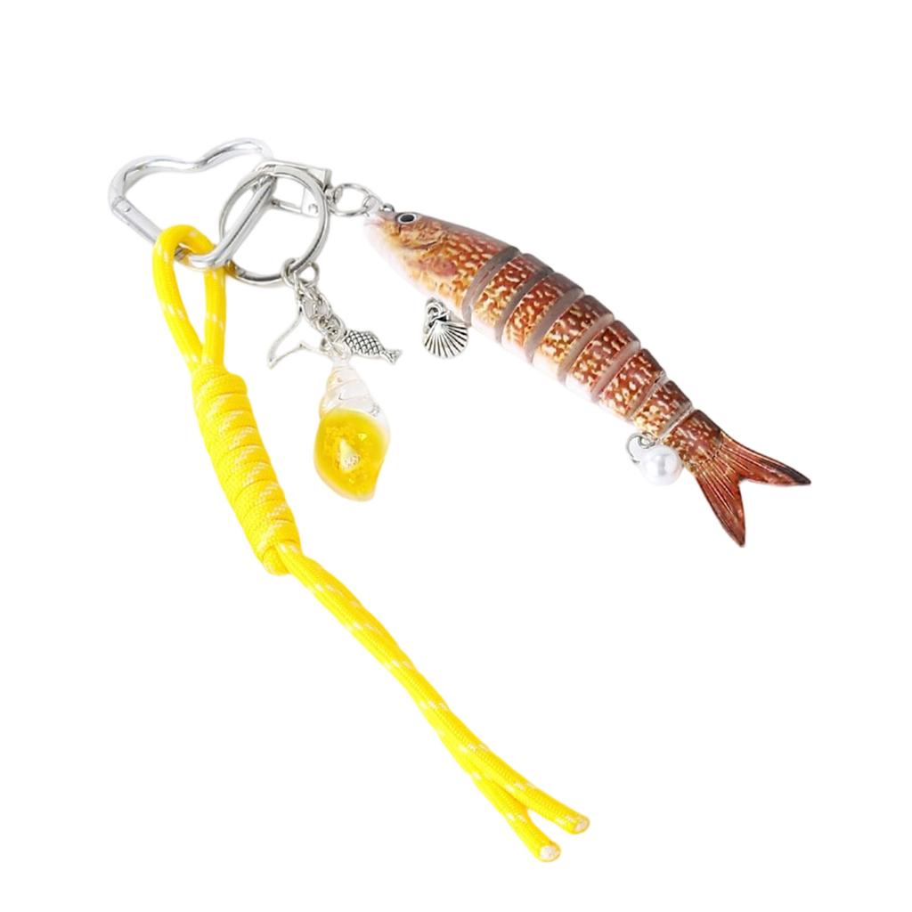 Articulated Fishing Lure Keyring Flexible Body Handmade Keychain Decoration Bag Accessory for Fishing Enthusiast