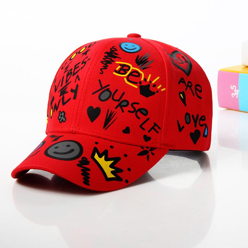 Fashion cotton Graffiti boy girl Baseball caps Children Printed snapback hat Kids Popular hip hop hat Cap hot sell