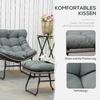 Sedia Relax in Rattan con Poggiapiedi, Sedia da Giardino con Cuscini Spessi Sedia in Rattan da Esterno Sedia da Giardino per Giardino, Balcone, Patio Grigio