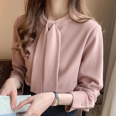 Fashion Long Sleeve Pink Blouse Shirt Women Tops Blouses J159