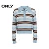 ONLY Women's 2026 Spring Color-Block Stripe Polo Knit Sweater