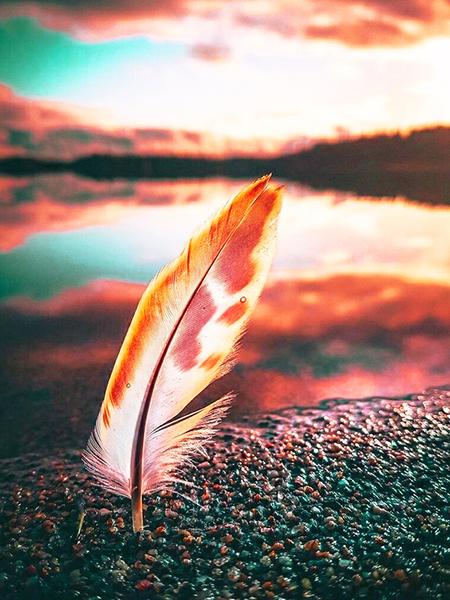 5D DIY Diamond Painting Sunset Cross Stitch Kit Diamond Embroidery Feather Mosaic Scenery Sale Picture Rhinestones Art