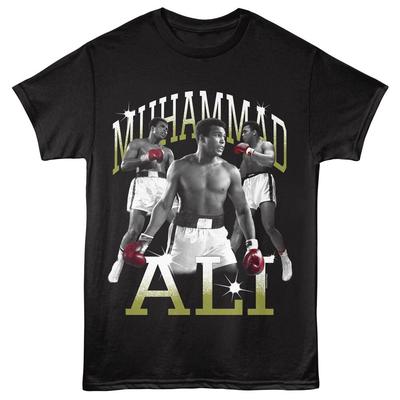 Muhammad Ali T-shirt Heren GOAT BOKSKAMPIOEN Nieuw Officieel Zwart Katoen Unisex T-shirt