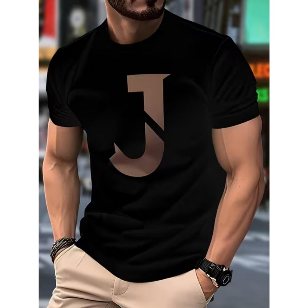 New Summer Men's Fashion T-shirt Personality Simple Pattern Printed Men's T-shirt Top
