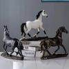Chinese-Style Vintage Resin Horse Sculpture Figurine Miniature Home Decoration for Bedrooms Office Desks Art Feng Shui Ornament