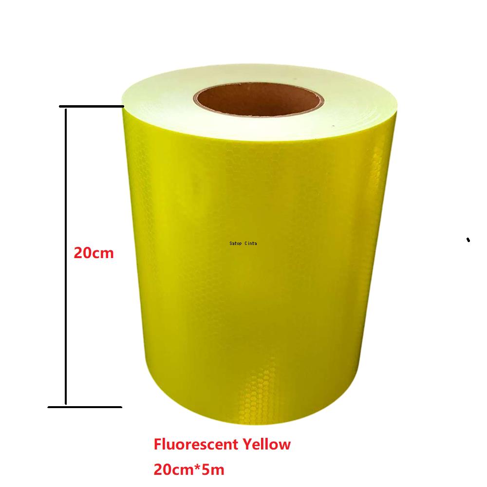 5cm/10cm/15cm/20cm*5M Fluorescent-Yellow Reflective Adhesive Sheetings Waterproof Reflectors Tape Warning Safety Sticker For Car