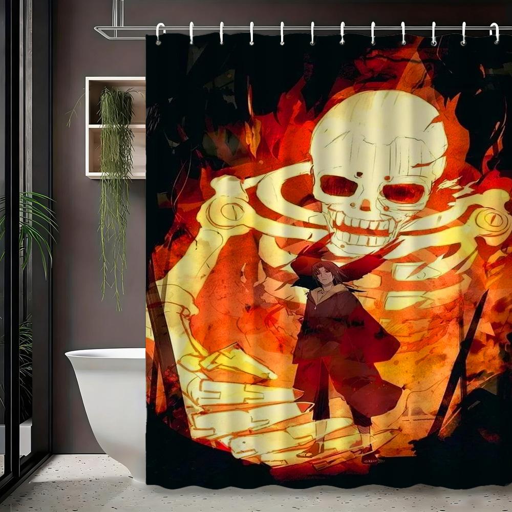 2D Flat Naruto Anime Itachi Uchiha Susanoo Skeleton Print Waterproof Shower Curtain For Bathroom Decor