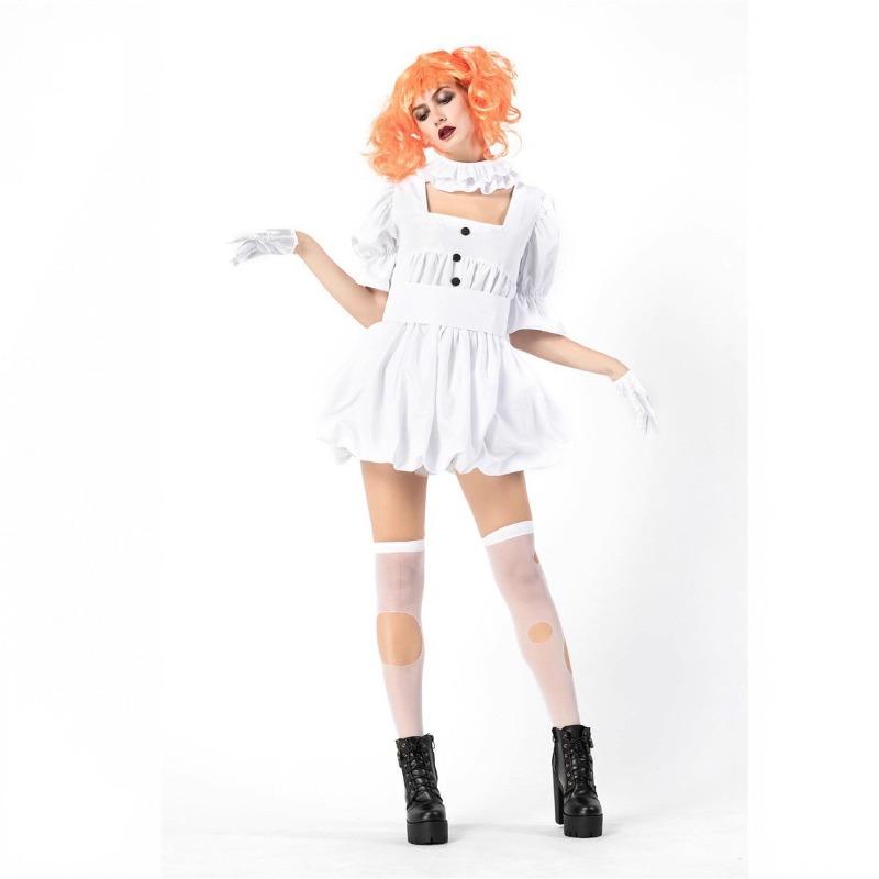 Halloween Clown Circus Clown Costume White Ghost Doll Ghost Festival Stage Costume