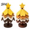 Rustic Kitchen Accessory Christmas Tree Shaped Silicone Trivet Set Collapsible Heat Resistant Hot Pad Table Organizer with Storage Stand Space