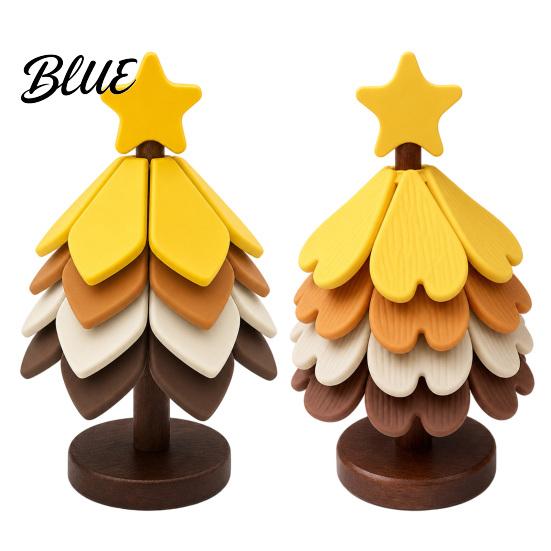 Rustic Kitchen Accessory Christmas Tree Shaped Silicone Trivet Set Collapsible Heat Resistant Hot Pad Table Organizer with Storage Stand Space