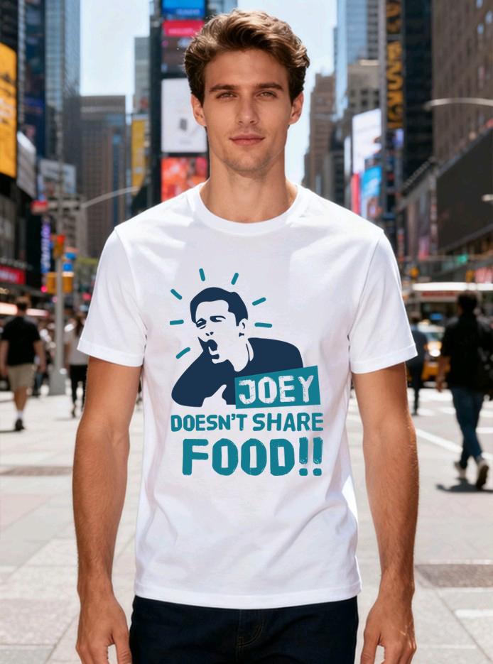 Friends Joey Classic Line Short Sleeve Joey Doesn't Share Food American Retro Pure Cotton T-shi