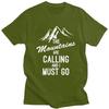 The Mountains Are Calling T Shirts Men Pure Cotton Tees Fathers Day Gift Camping Adventure Tshirt ShortSleeve Tshirt Clothing
