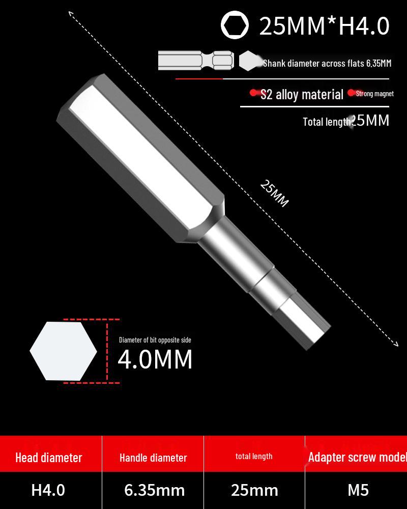 Hexagonal Screwdriver Bit Extension for Electric and Air Screwdrivers