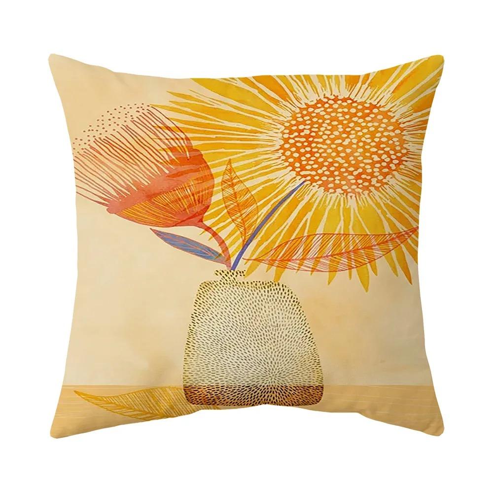 

Home Decor Sun, Palm & Floral Patterned Throw Pillows Pattern Cushion Cover Suitable For Sofa Bedroom Car Pillow Cover 16x16Inch