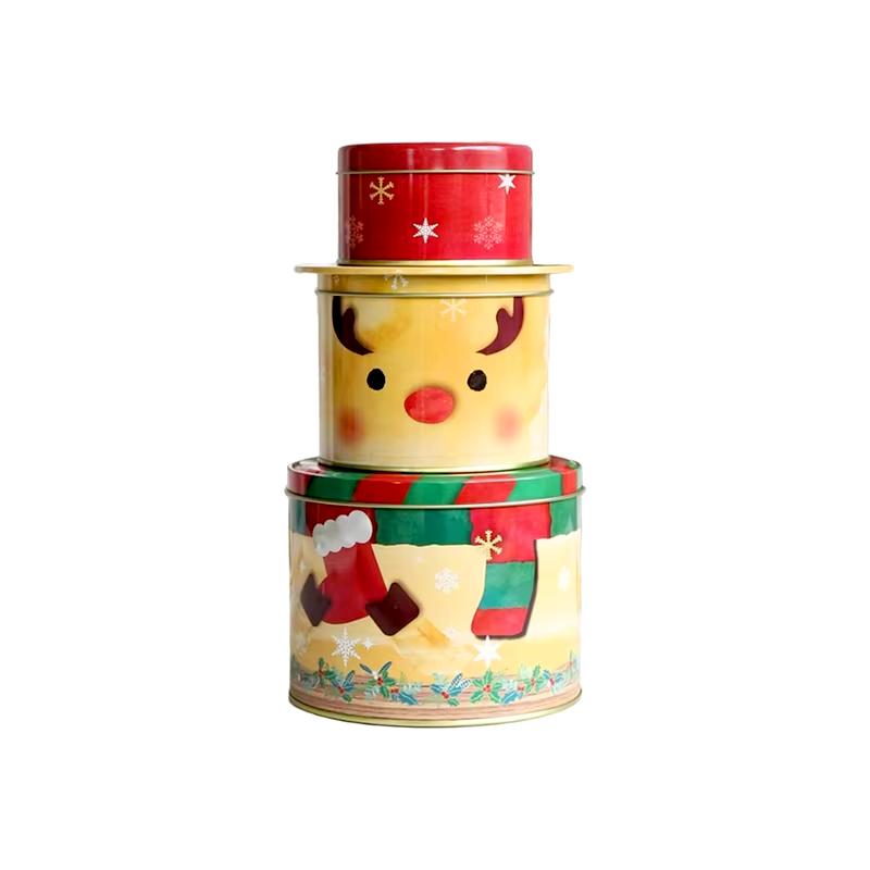 

1 набор рождественский подарок 2024 рождественская железная банка для хранения Санта-Клаус олень трехслойная коробка конфет