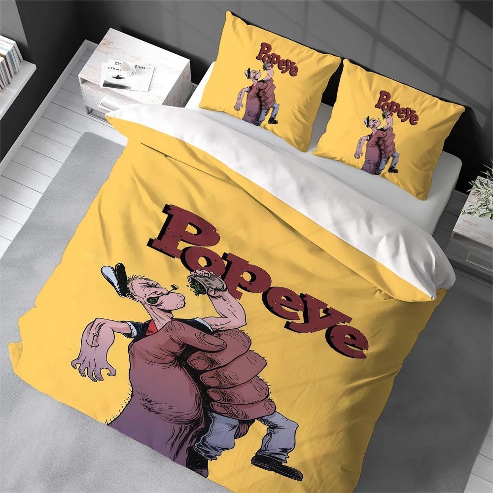 Exquisites Süßes Cartoon P-popeye Bettwäsche-Set Kinder Bettbezug Kissenbezug Jugend Kinder Mädchen Jungen Geschenk Schlafzimmer Dekoration 135x200cm