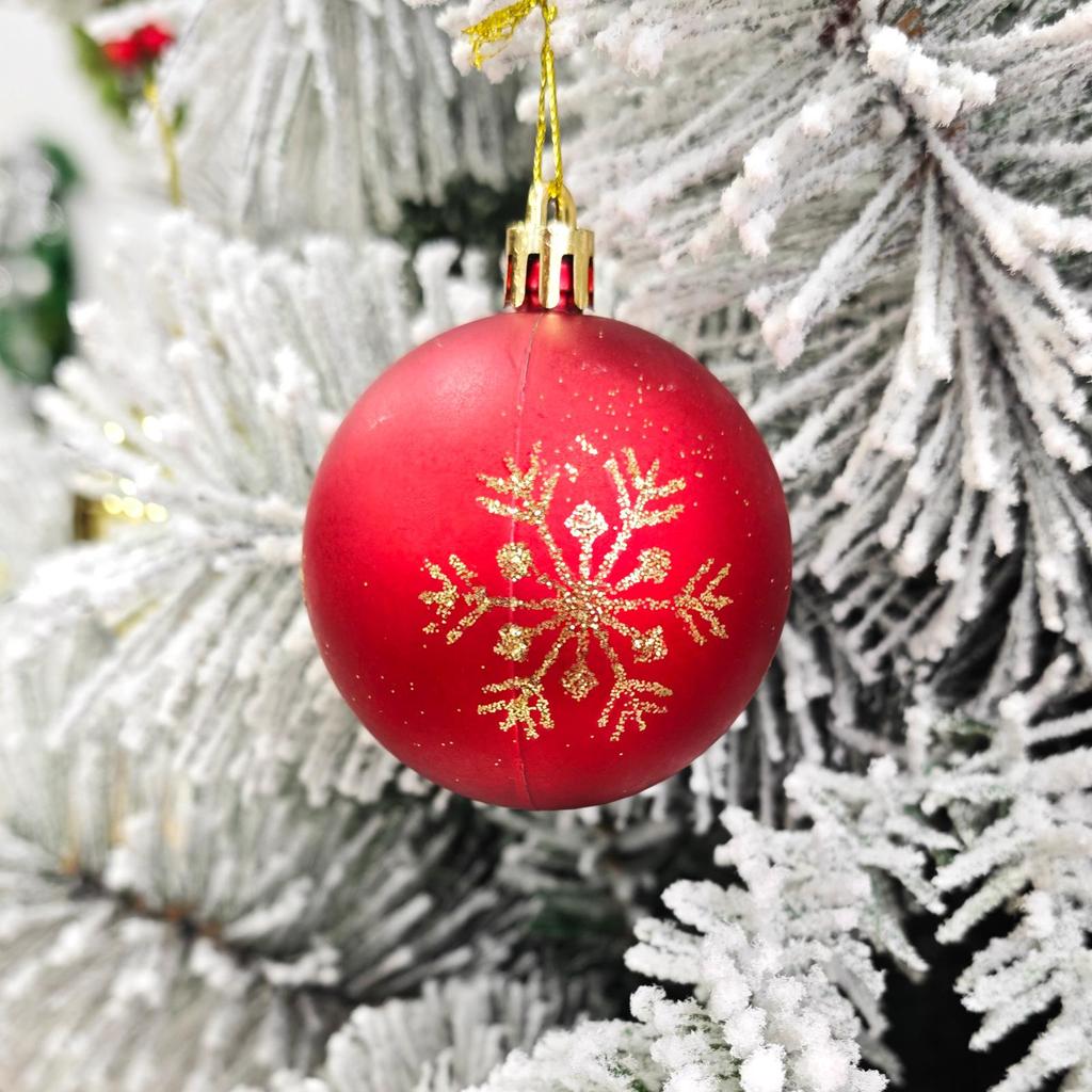 36-Piece Christmas Tree Ornament Set - 6cm Glitter & Painted Irregular Shape Balls