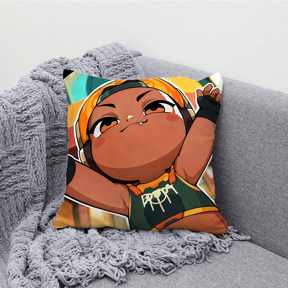 V-ValorantES Chibi Pillowcases Bedroom Living Room Sofa Home Decor Polyester Cushion Cover with Zipper
