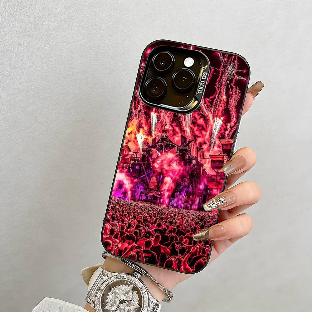 Music Festival Phone Case For iPhone 17,16,15,14,13,12,11 Plus,Pro Max,XS,Colorful Silver Black Cover