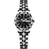 "Stainless Steel Women's Waterproof Watch Black Dial Luminous Calendar Function Pair Business Gift"