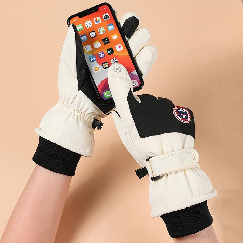 Ski Gloves for Winter Outdoor Men and Women Plus Velvet Thickened Anti Slip Cold Riding Electric Bike Touch Screen Warm Gloves