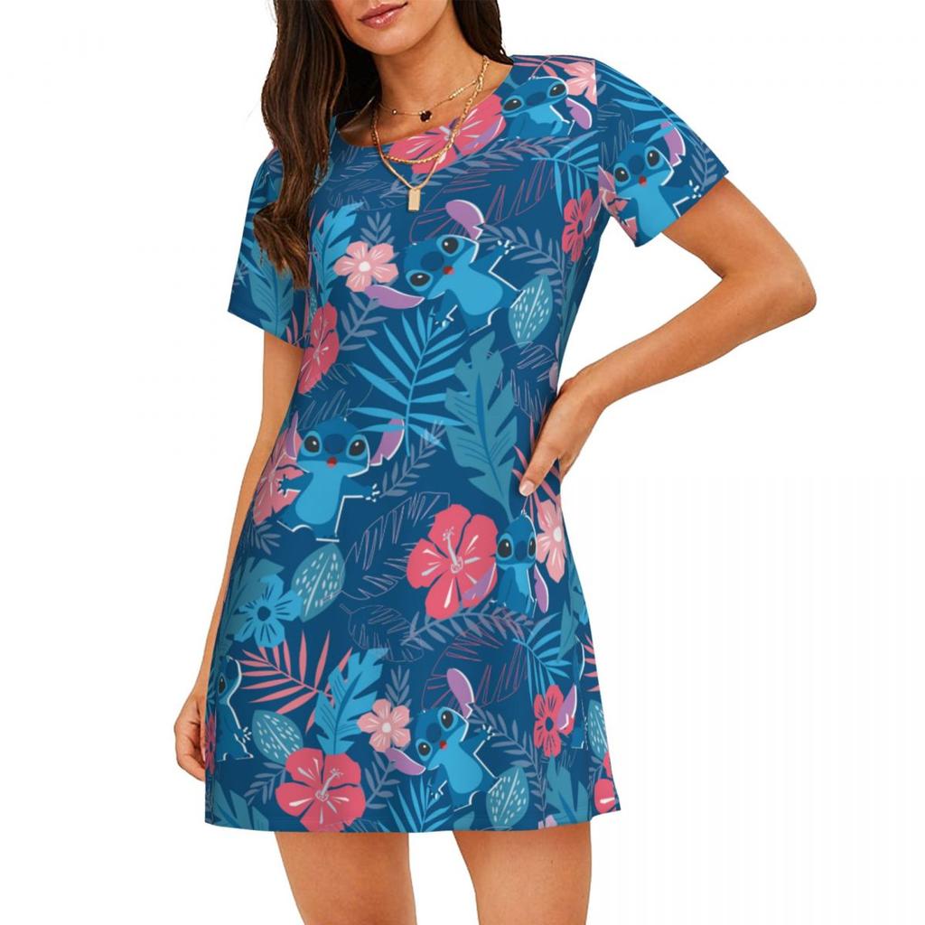 Casual Loose Crew Neck Women's Fashion Print Casual Dresses