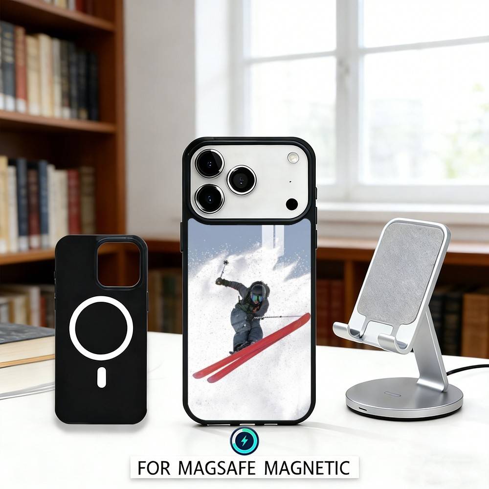 Cool S-Skiing Phone Case For iPhone 17,16,15,14,13,12,Pro,Max For Magsafe Magnetic Wireless Charging