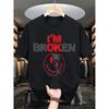 Plus Size I'm Broken Skull Graphic Cotton T-Shirt Comfortable Breathable for Casual Wear