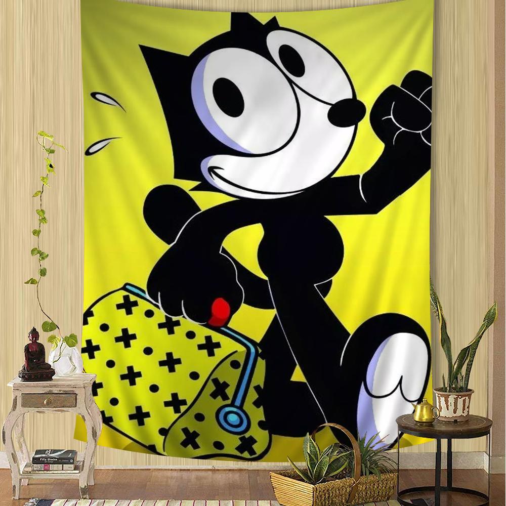 Cartoon Cute FFelix the CCats Tapestry Anime Tapestry Hanging Tarot Hippie Wall Rugs Dorm Wall Hanging Sheets