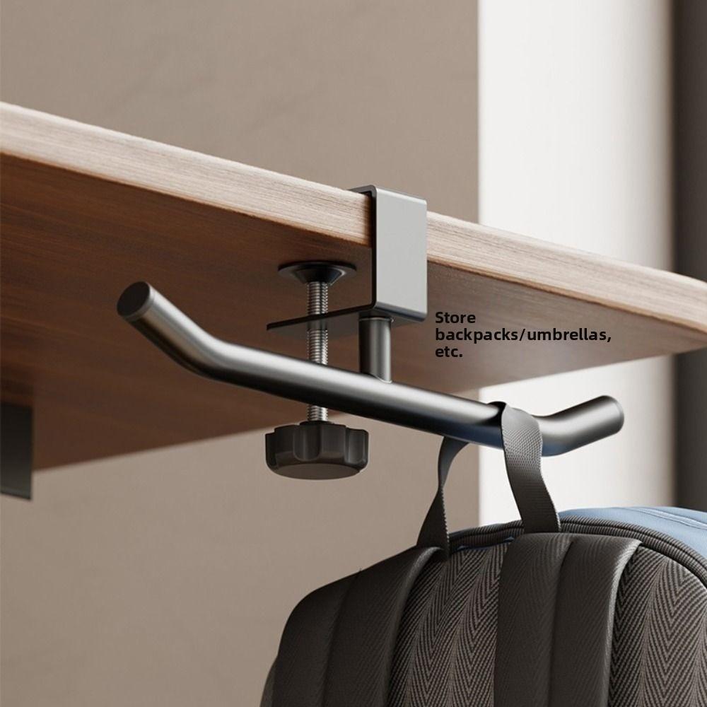 Adjustable Desk Side Hook Double Pole Design Punch-free Table Backpack Holder Hanging Space Saving Desk Mounted Hook
