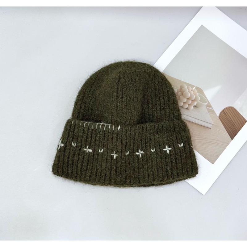 25 Early Autumn New Seam Edge Contrasting Wool Hat Women's New Versatile Cold Hat Knitted Sleeve