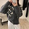Korean 3D Flower Knit Cardigan - Autumn/Winter Fashion for Women