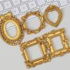 Vintage Mini Photo Frames, 5pcs Small Antique Gold Resin Photo Frames, Miniature Desktop Decorations Wall Mount Photo Frames