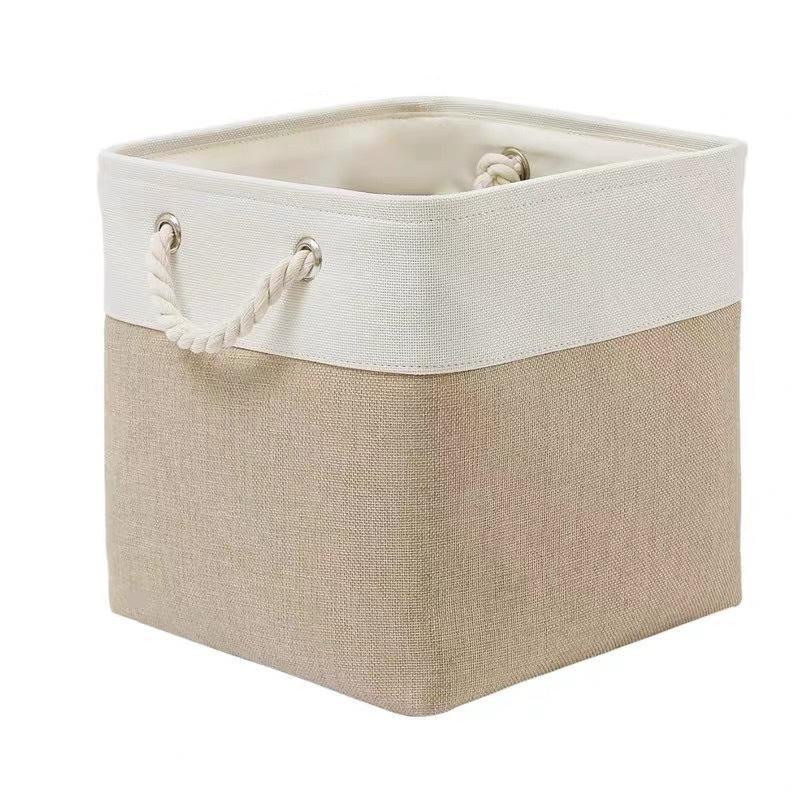 Imitation Linen Clothes Dirty Clothes Basket Foldable Portable Storage Box Multi Functional Storage Basket for Children's Toys Snacks Clothing Books