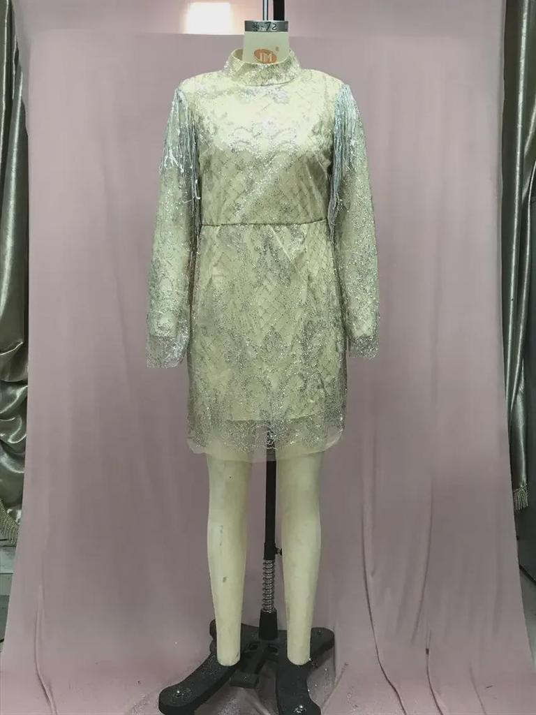 2025 Summer European & American Women's Gold-Accented Backless Transparent Miniskirt