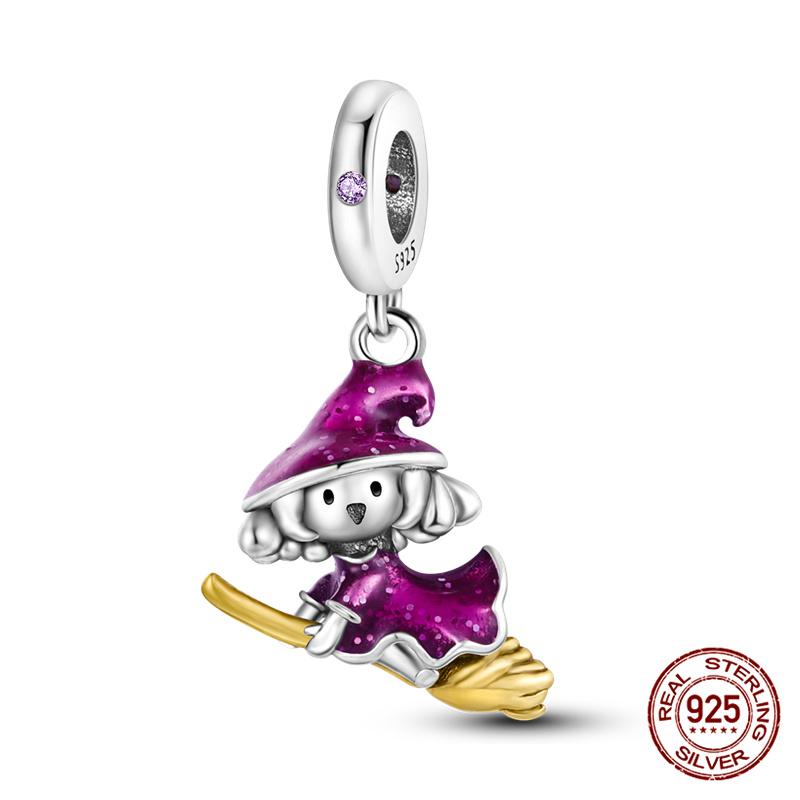Bible Cross Pink Zircon charms Fit 925 Bracelet DIY Jewelry Making Women's Gift 100% 925 Silver