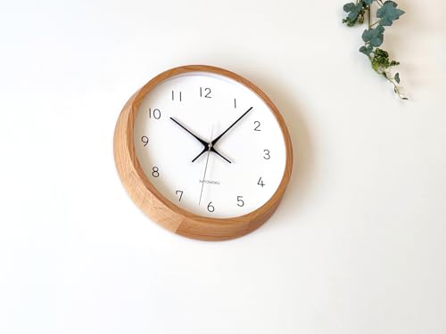 KATOMOKU Muku Clock 13 Oak km-104OARC Wall Clock with Continuous Second Hand, 30.6cm Diameter (Radio-Controlled Clock)