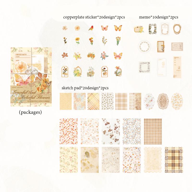 100pcs/set Mixed Material Pack Flower Series Hollow Lace Handbook Border Primer Paper DIY Decorative Sticker Notes Scrapbook