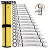 Flex Head Ratcheting Wrench Set, Combination Ended Spanner Kits, Chrome Vanadium Steel Hand Tools Socket Key Ratchet Wrench Set