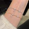 ZAKOL Shiny Zircon Inlaid Four-leaf Flowers Chain Bracelet for Women Niche Simple Desgin Stacked Bracelets Party Accessories