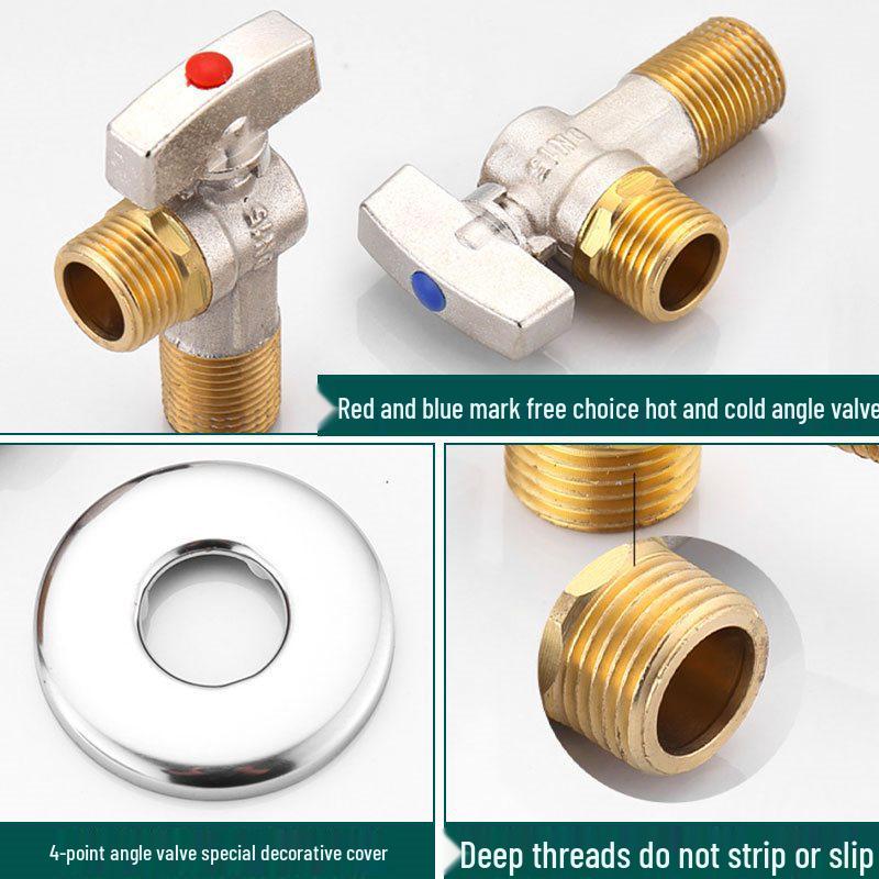 Universal All-Copper Gas Water Heater Valve: Hot/Cold Flow, 4/6 Point Angle Stop & Triangle Valve