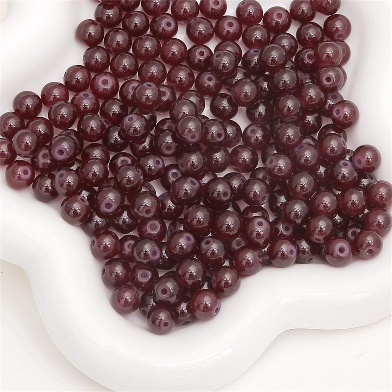 Glass Jelly Solid Color Imitation Jade Round Beads Loose Beads DIY Handmade Necklace String Beads Jewelry Accessories Beads for Jewelry Making