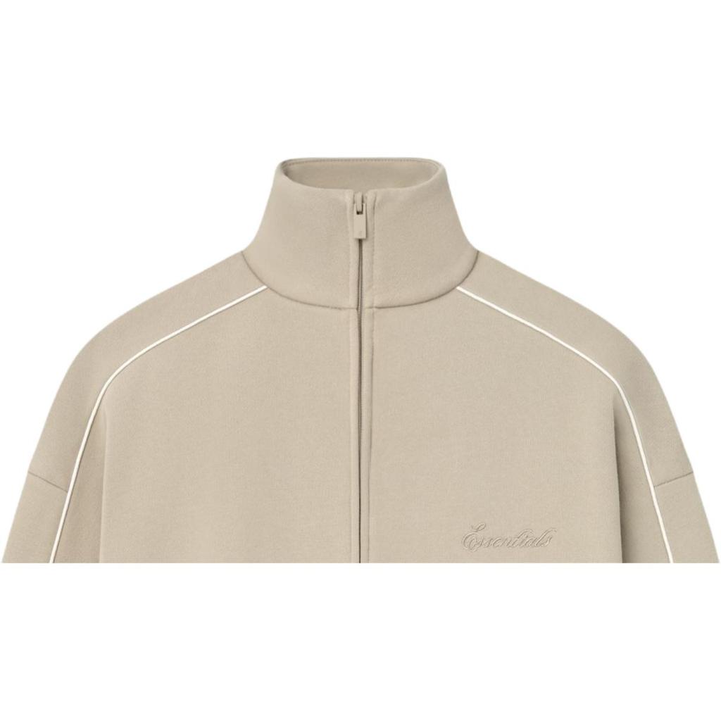 Fear of God Essentials Modern Fleece Track Jacket With Piping Timber/Cloud White Men Outerwear Cream 202SP256891F
