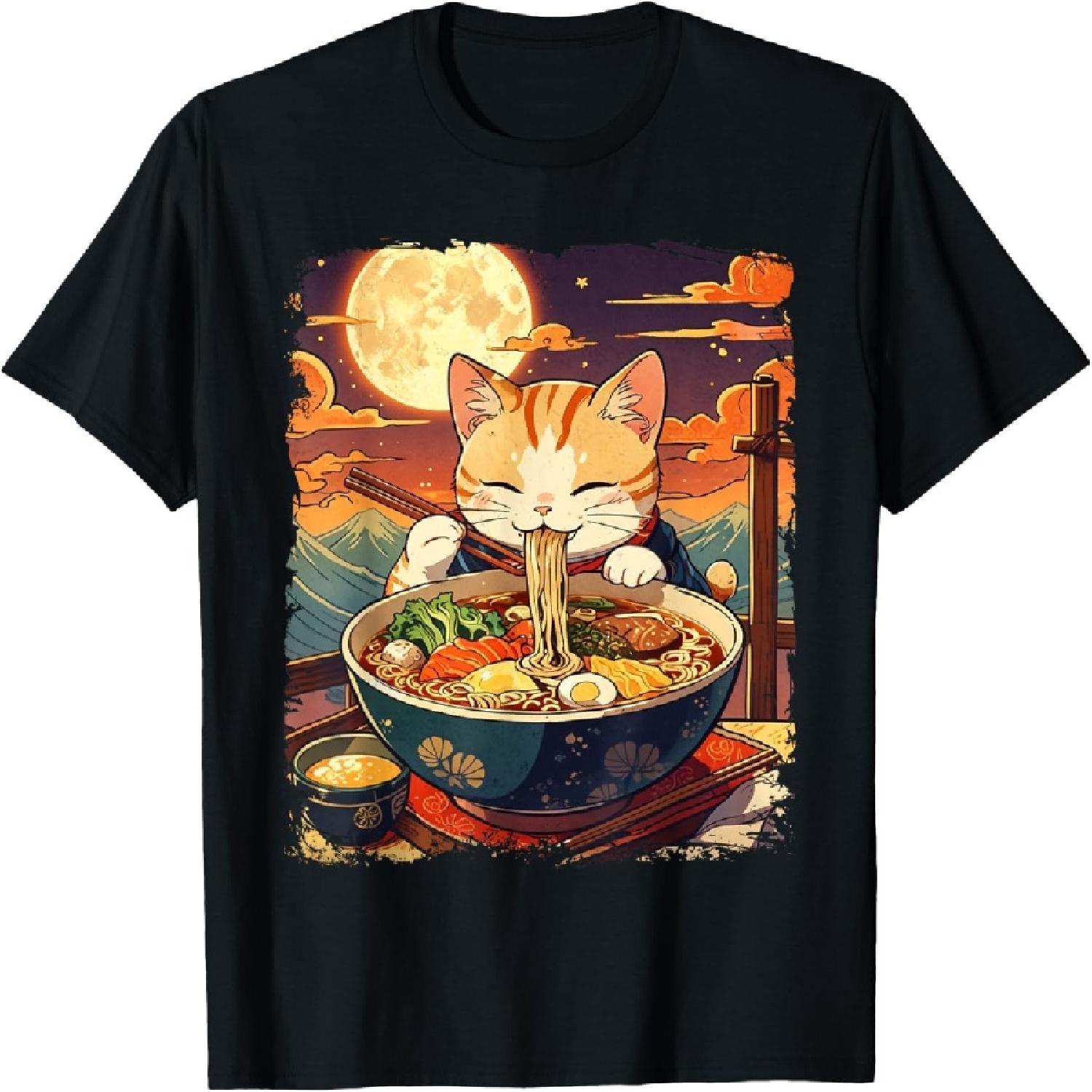 

Cat Ramen Japanese Funny Graphic Kawaii Cat Anime Ukiyo-e T-Shirt(1) XXXXXL різнокольоровий
